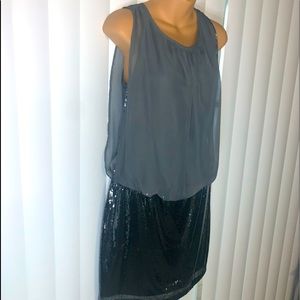 Sexy gray chiffon and sequence mini dress